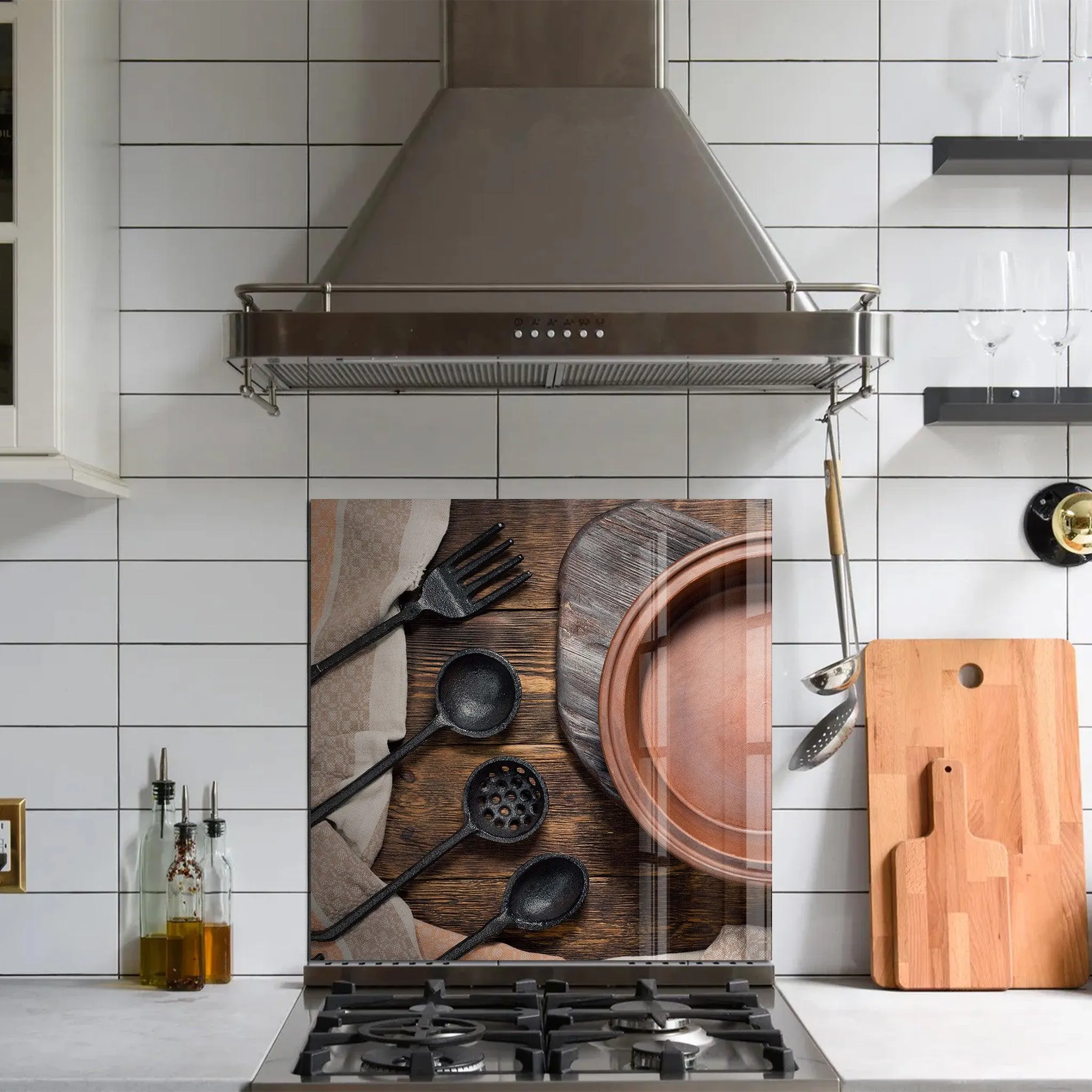 Rustic Kitchenware | Glass Printed Backsplash for your Kitchen