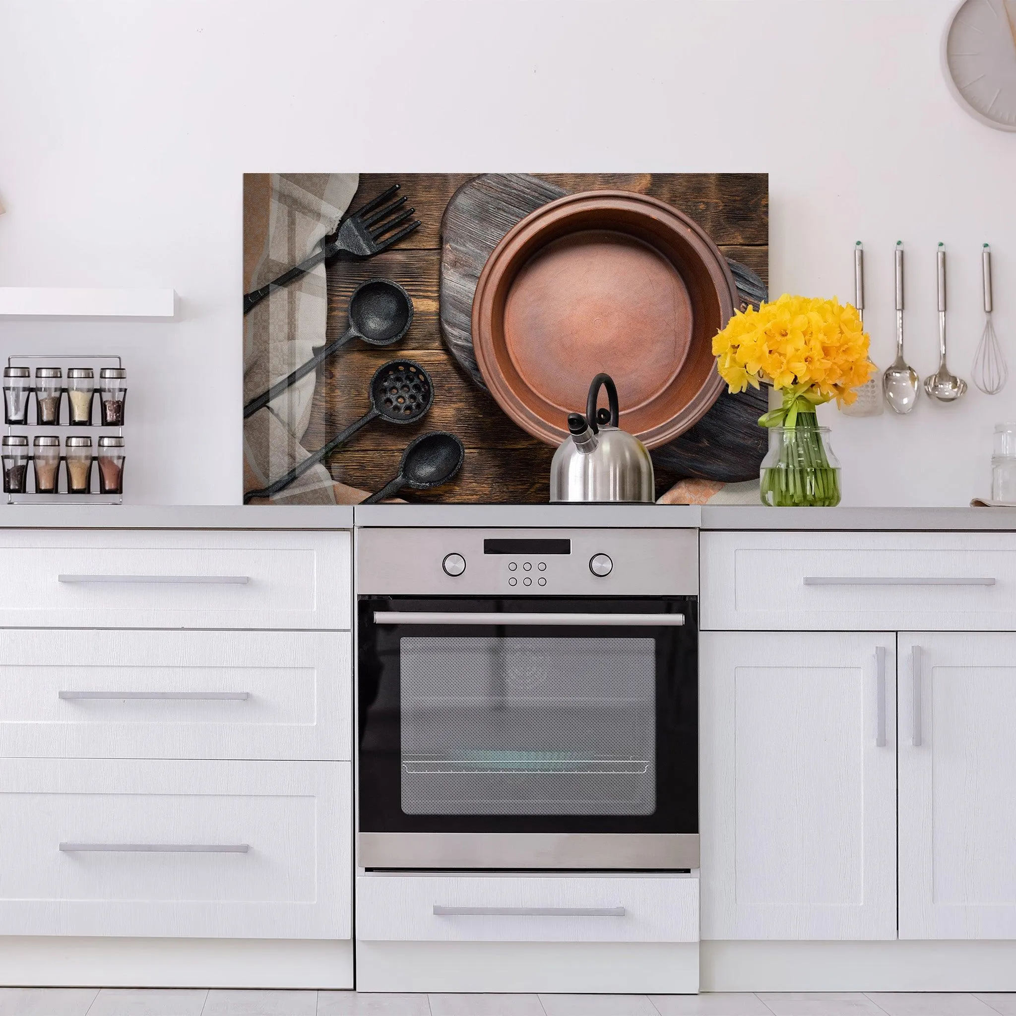 Rustic Kitchenware | Glass Printed Backsplash for your Kitchen