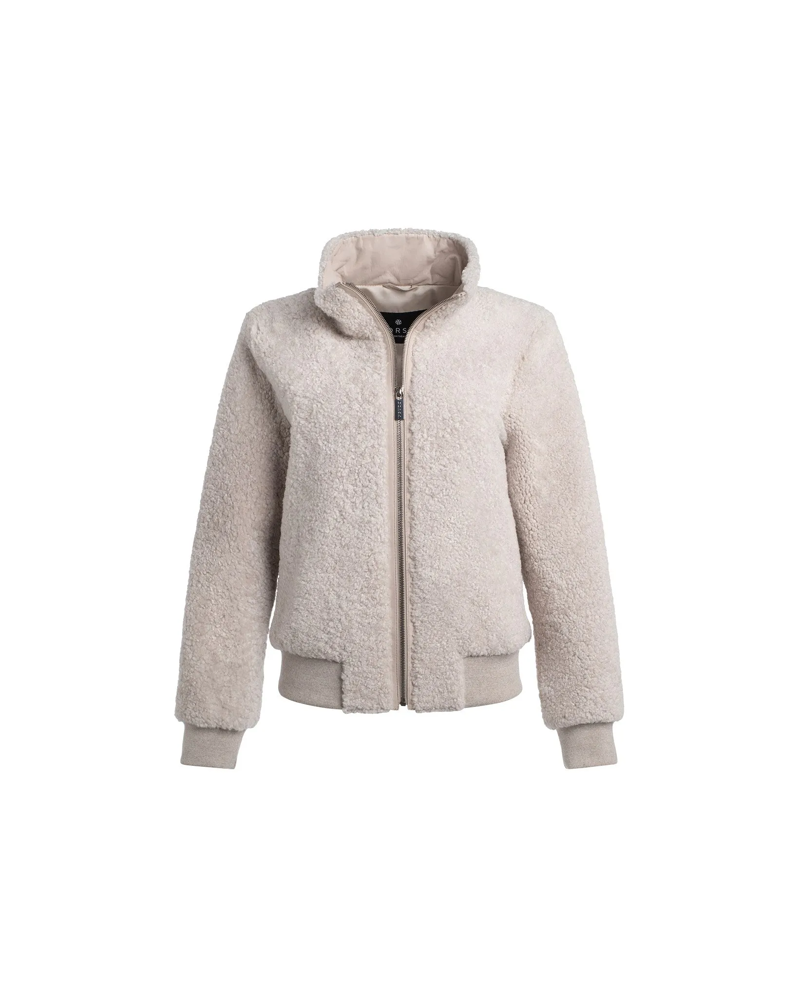 Select Shearling Lamb Bomber Jacket with Leather Trim