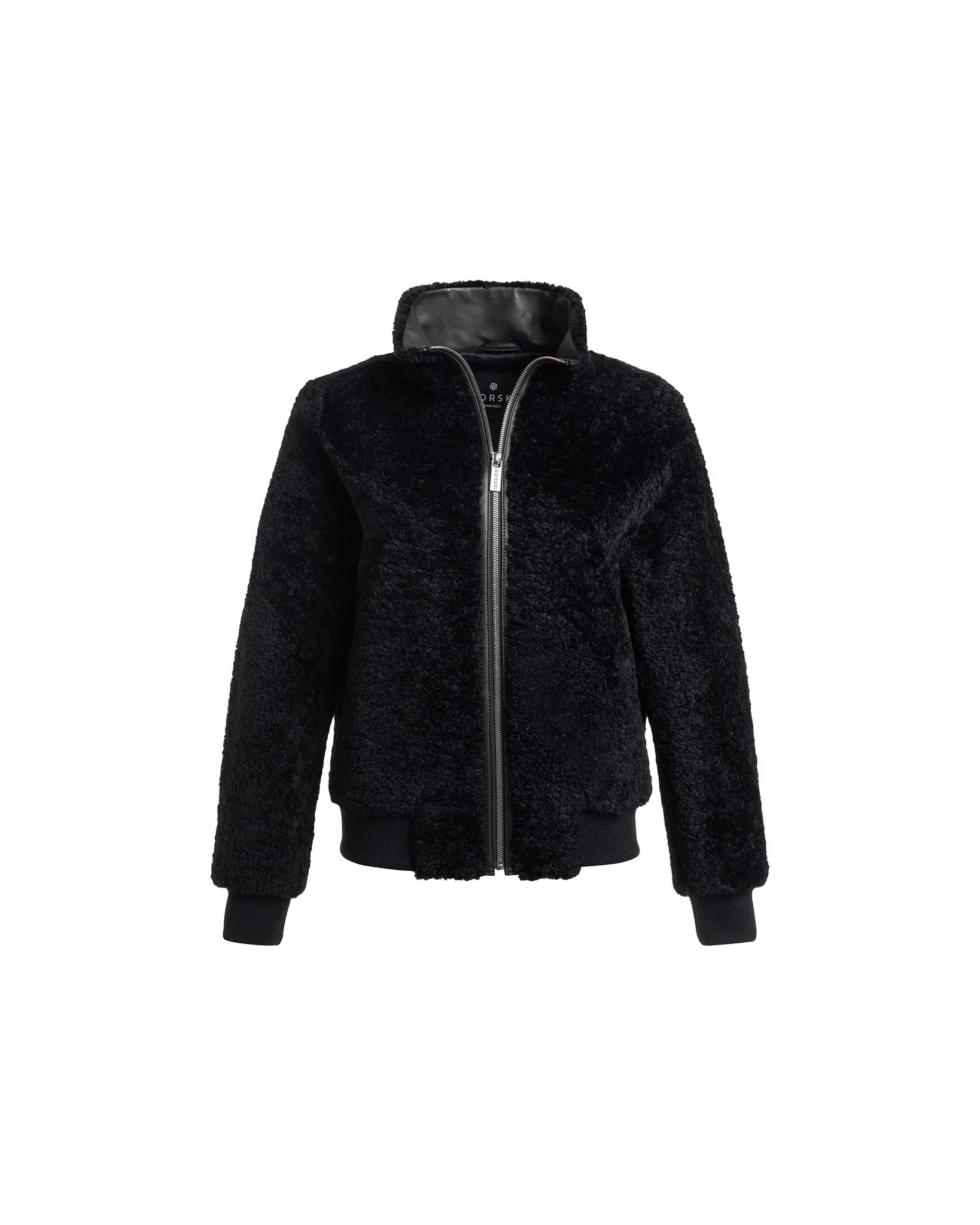 Select Shearling Lamb Bomber Jacket with Leather Trim