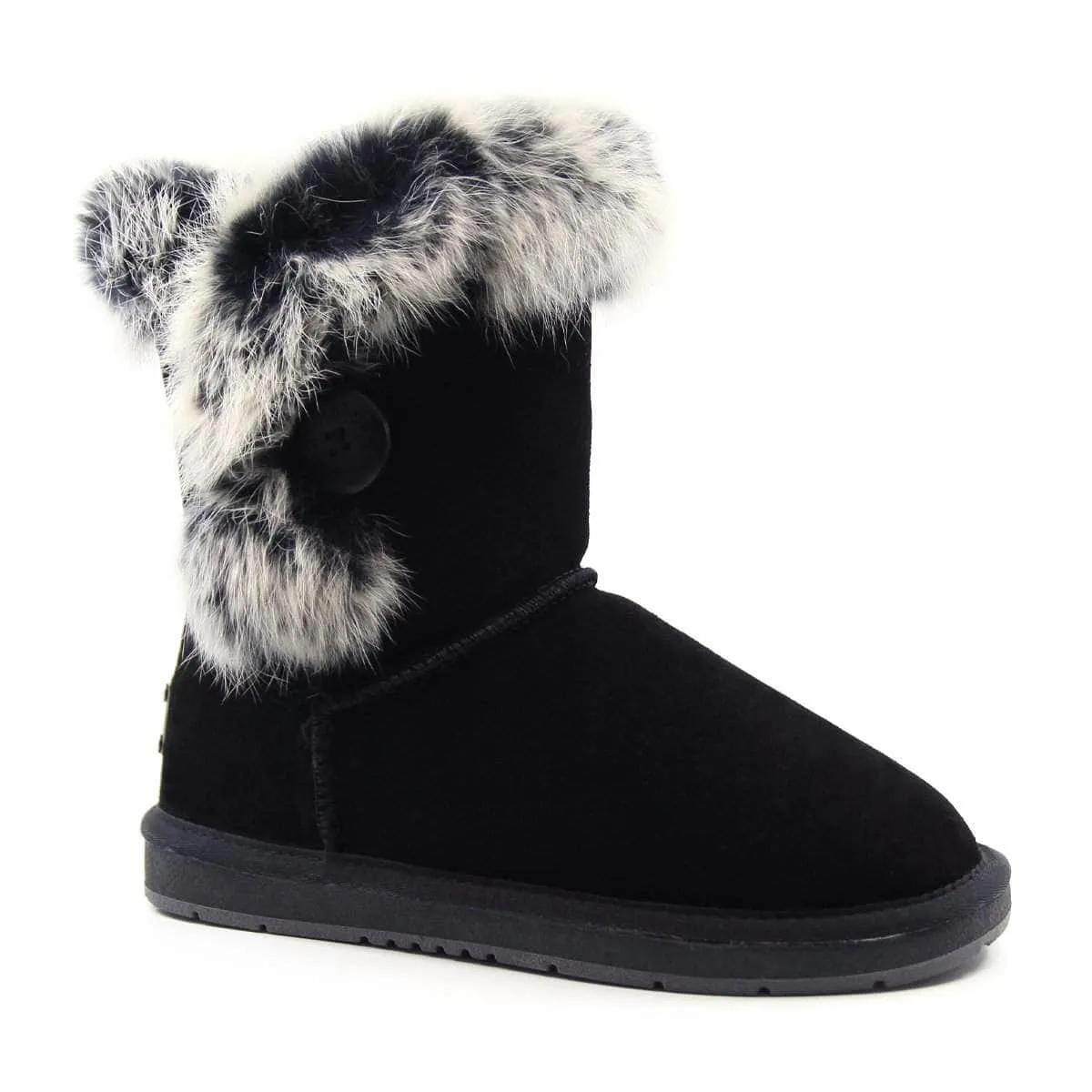 Short Button Fur UGG Boots