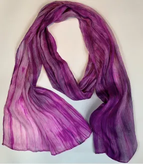 Silk Gray Magenta Scarf