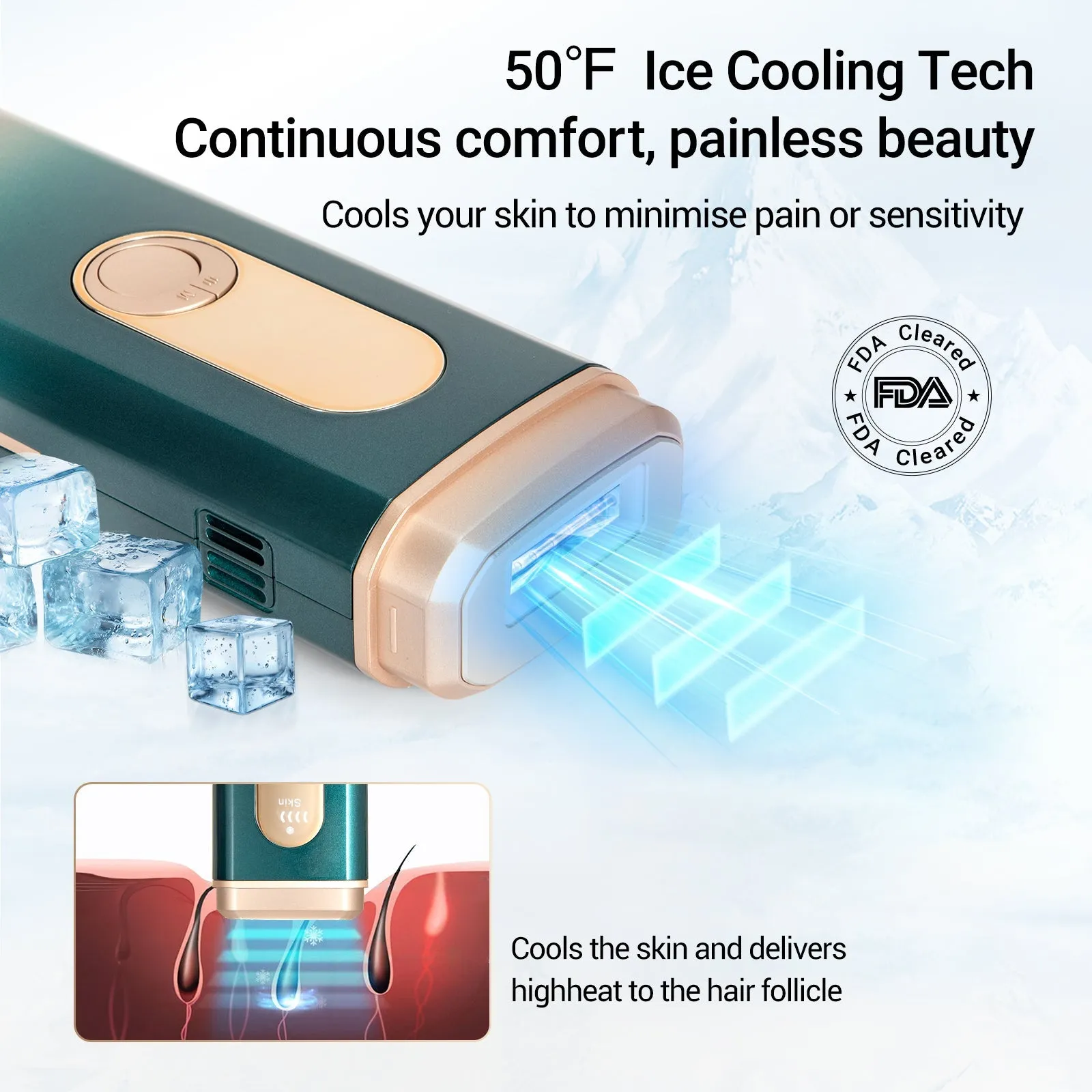 Silky Smooth Face And Body Cooling IPL Hair Removal Device - FDA Cleared