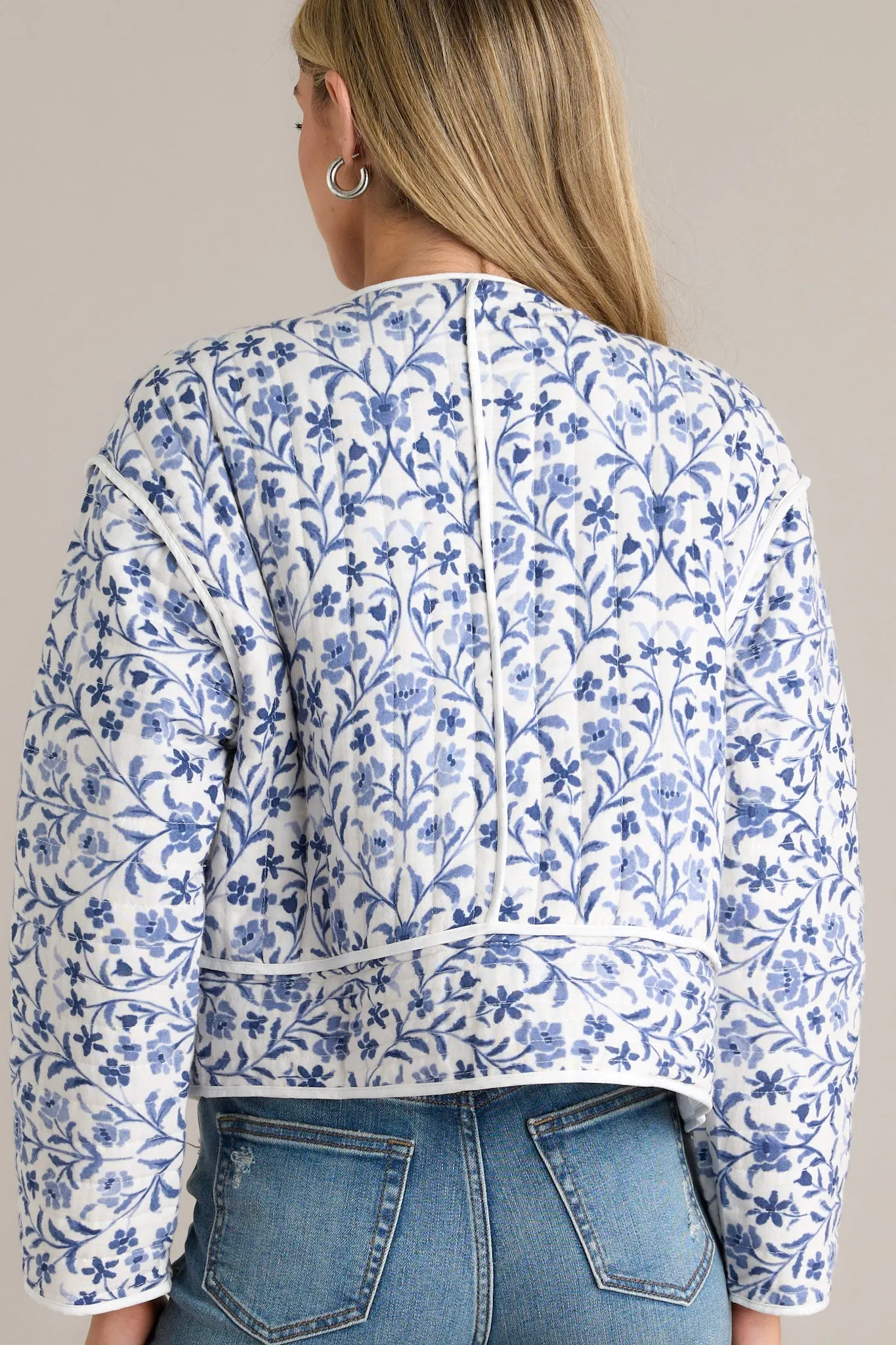 Simple Nights 100% Cotton Blue Floral Quilted Jacket