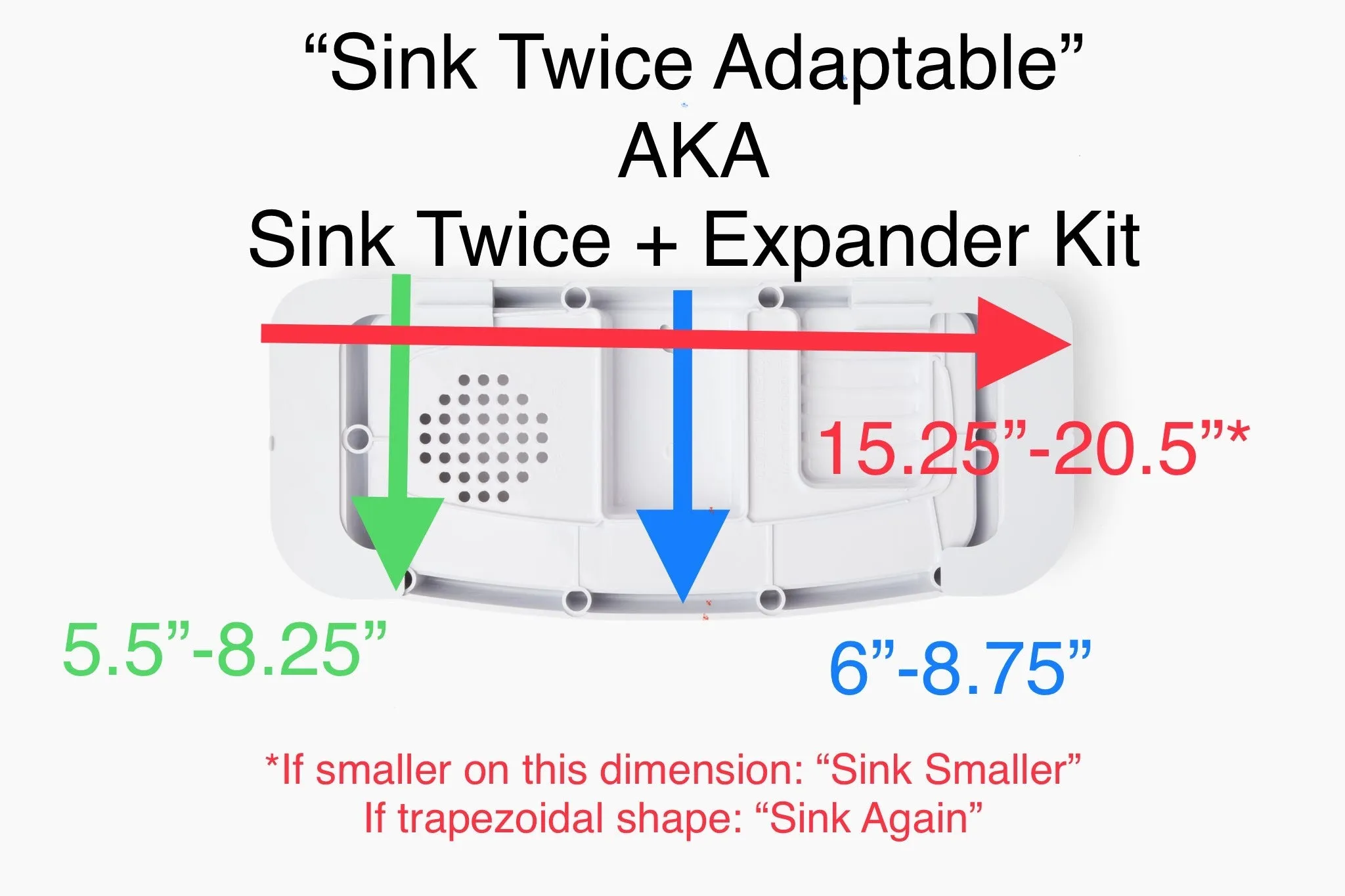 Sink Twice Adaptable (Blemished) for toilet tanks 16.8" - 20.3" wide measured with tank lid off