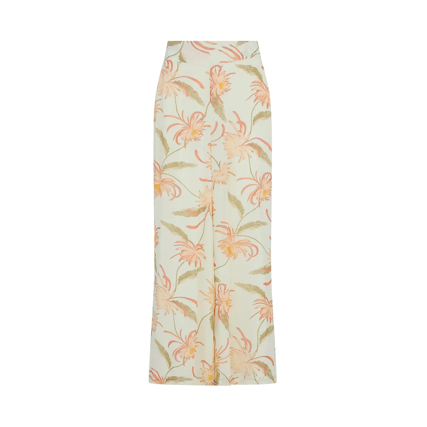 Sophia Wide Leg Moonflower Print Trouser In Cream