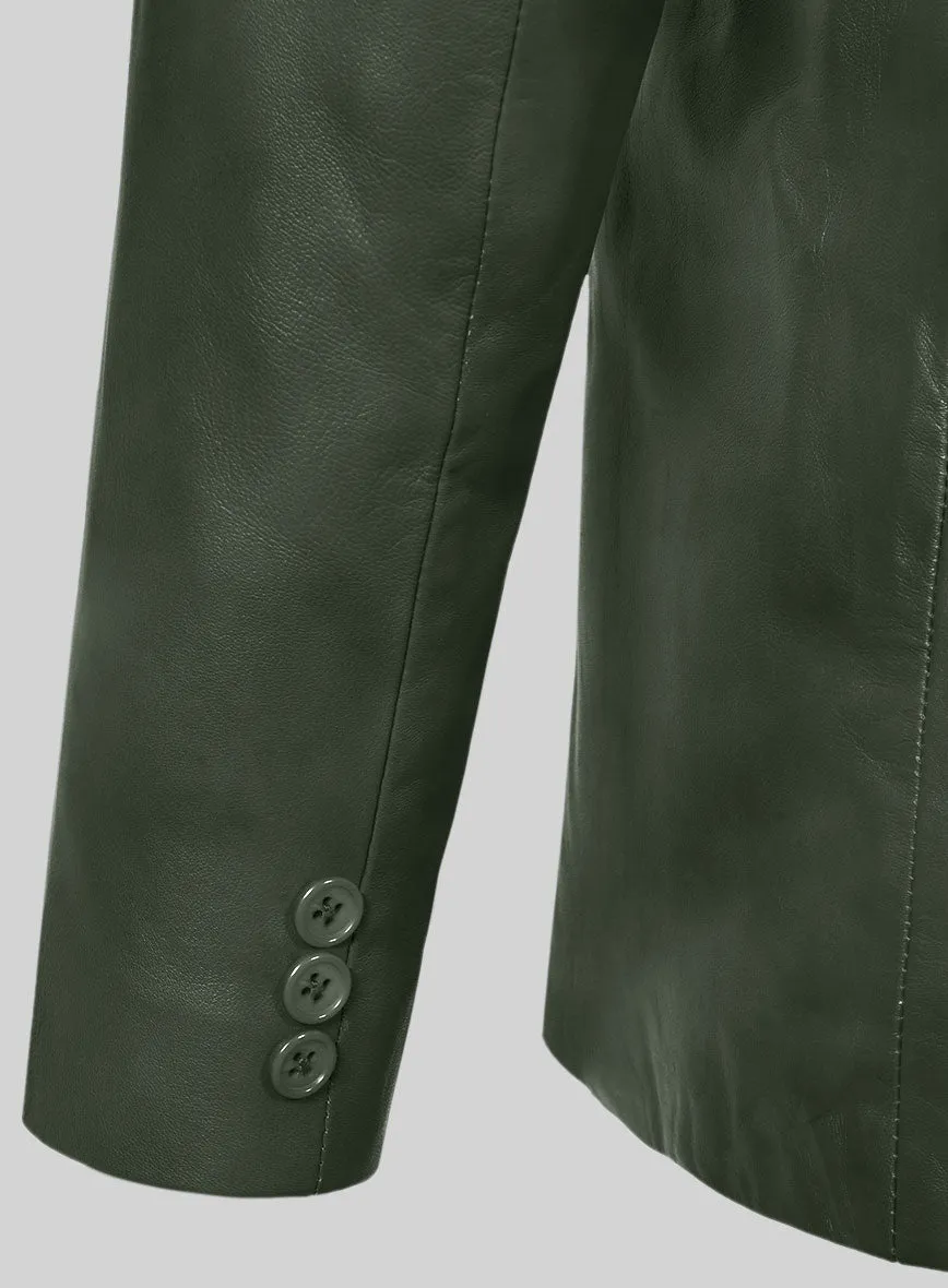 Spanish Green Leather Pea Coat