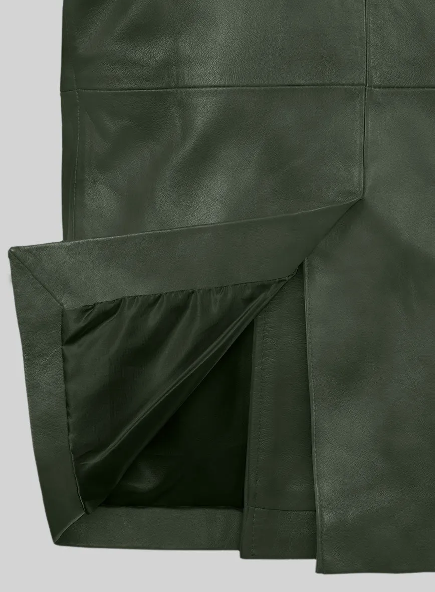 Spanish Green Leather Pea Coat