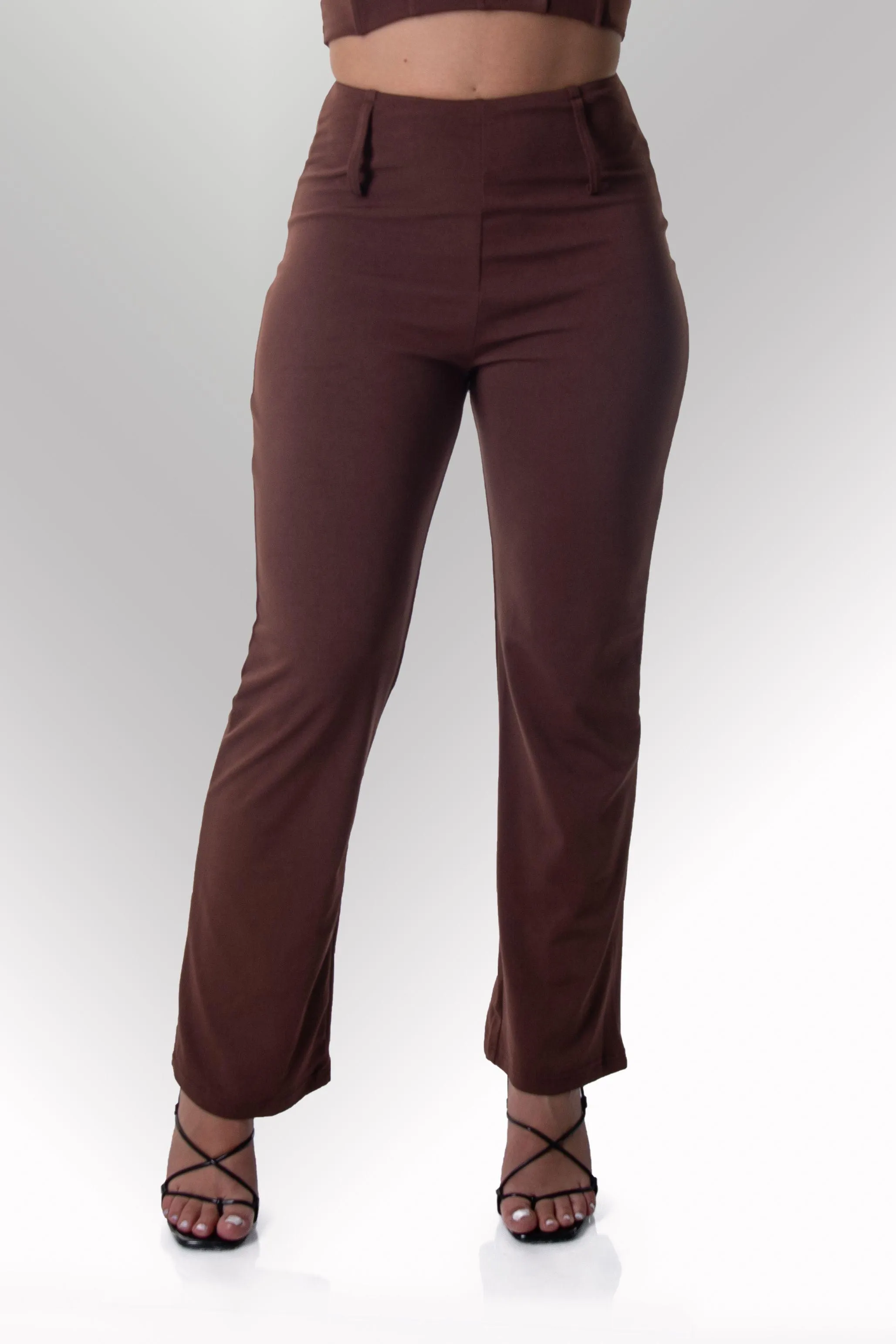 Straight Legged Trousers in Brown