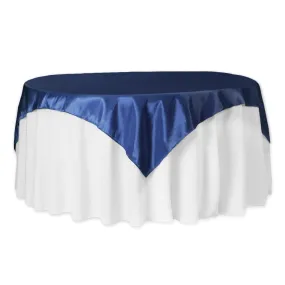 Taffeta Table Overlay Topper 72"x72" Square - Navy Blue