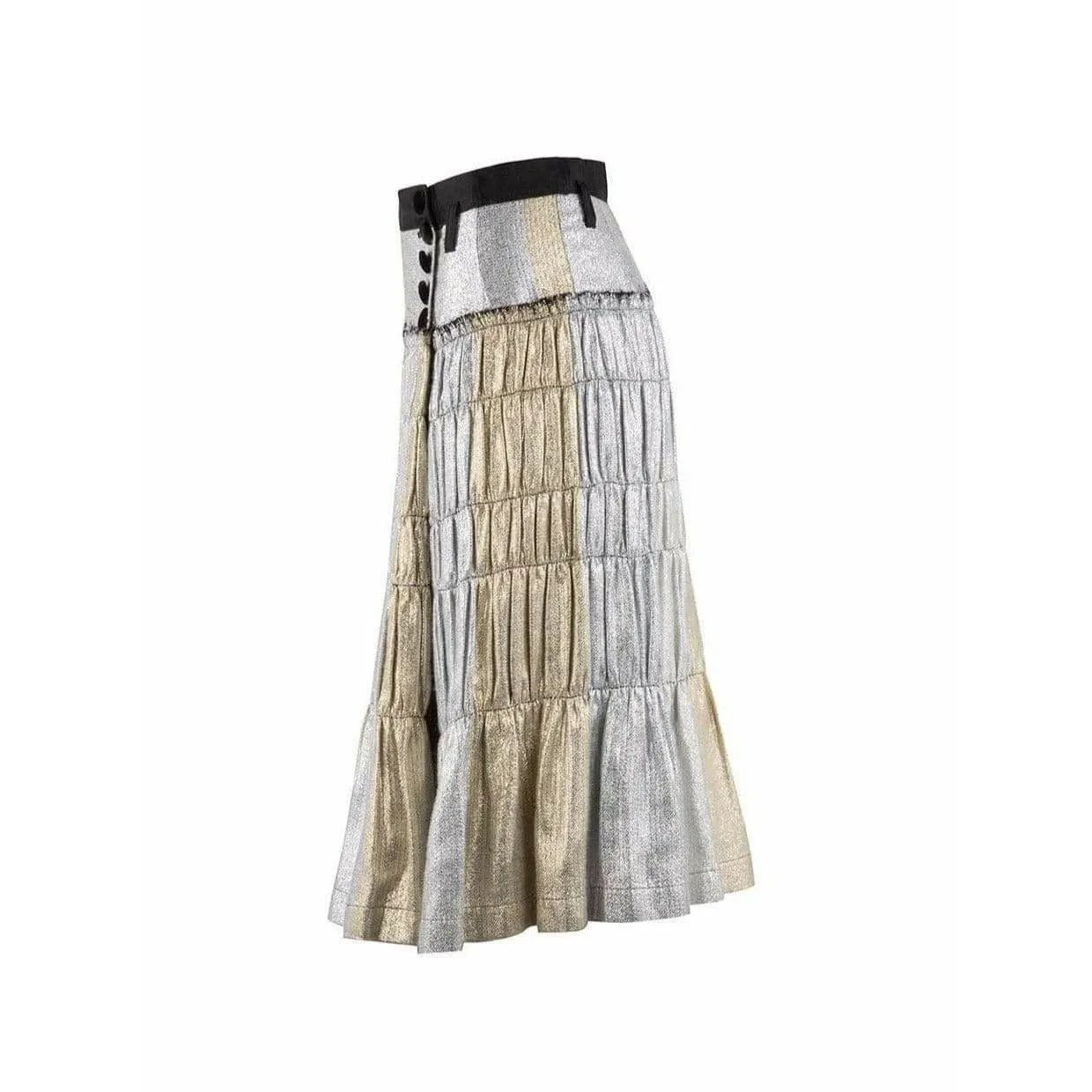 Tao Comme des Garçons Gold and Silver Pleated Wrap Skirt