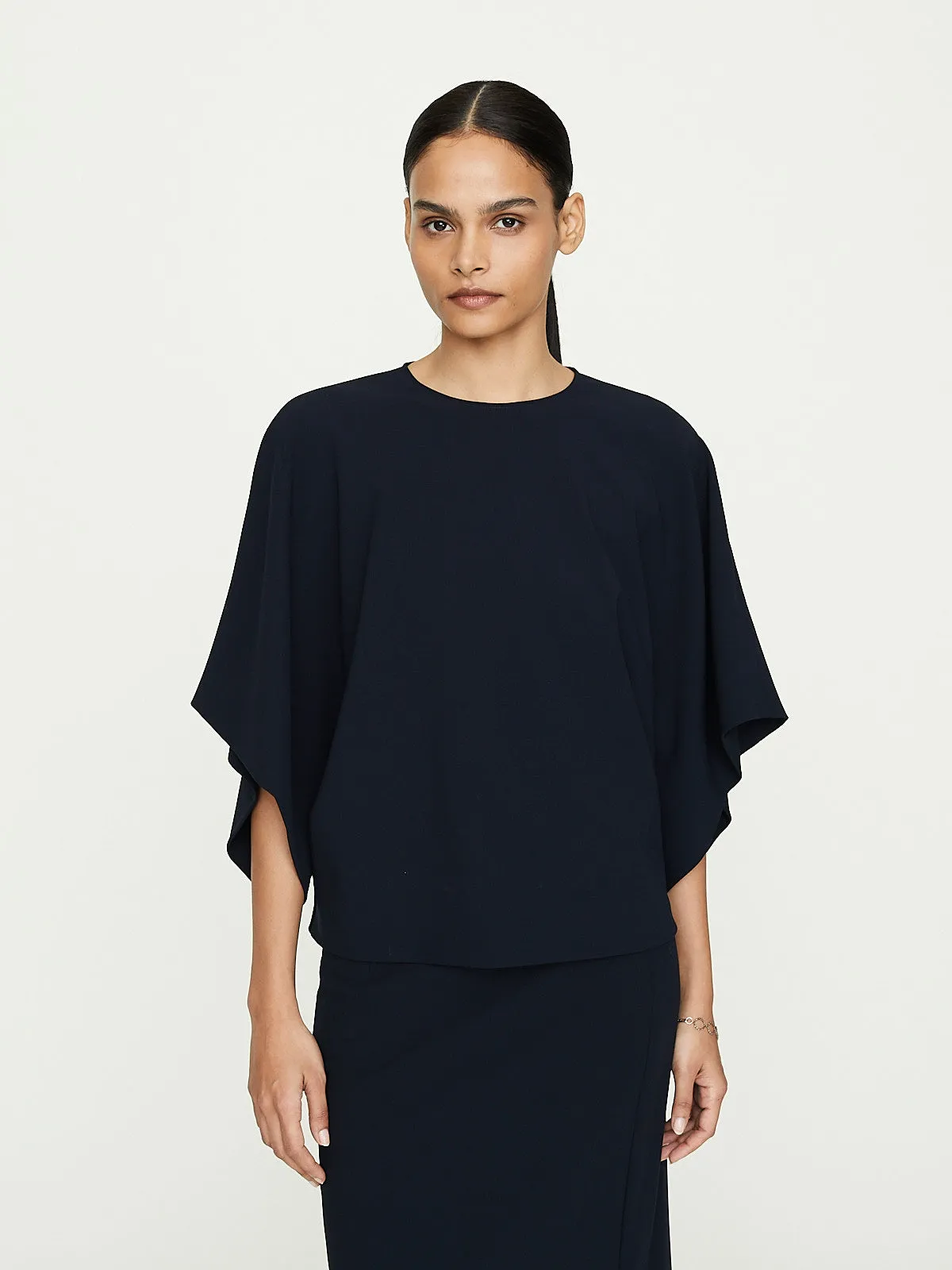 Tenley Draped Top in Navy