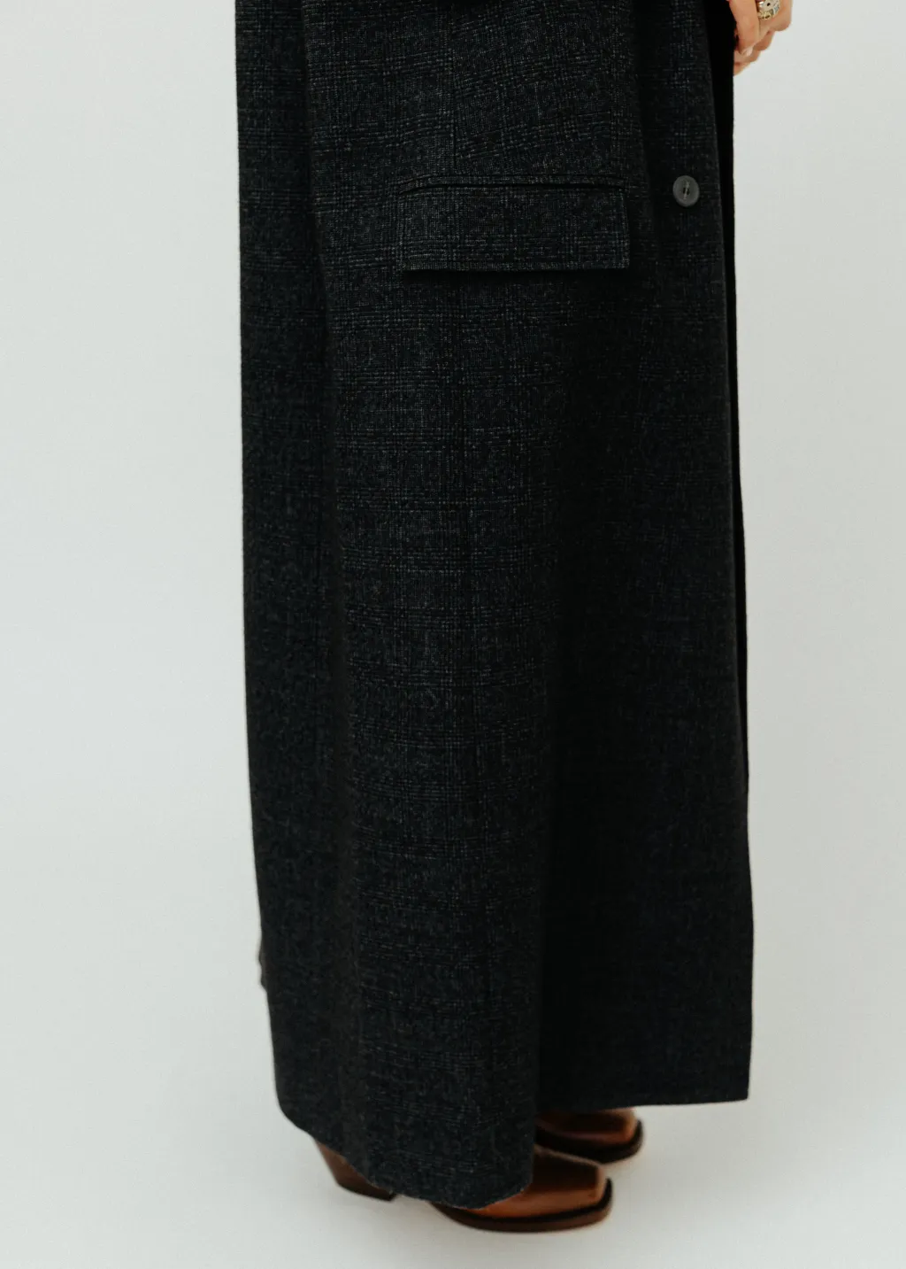 Tibi Kian Glenplaid Maxi Tux Coat