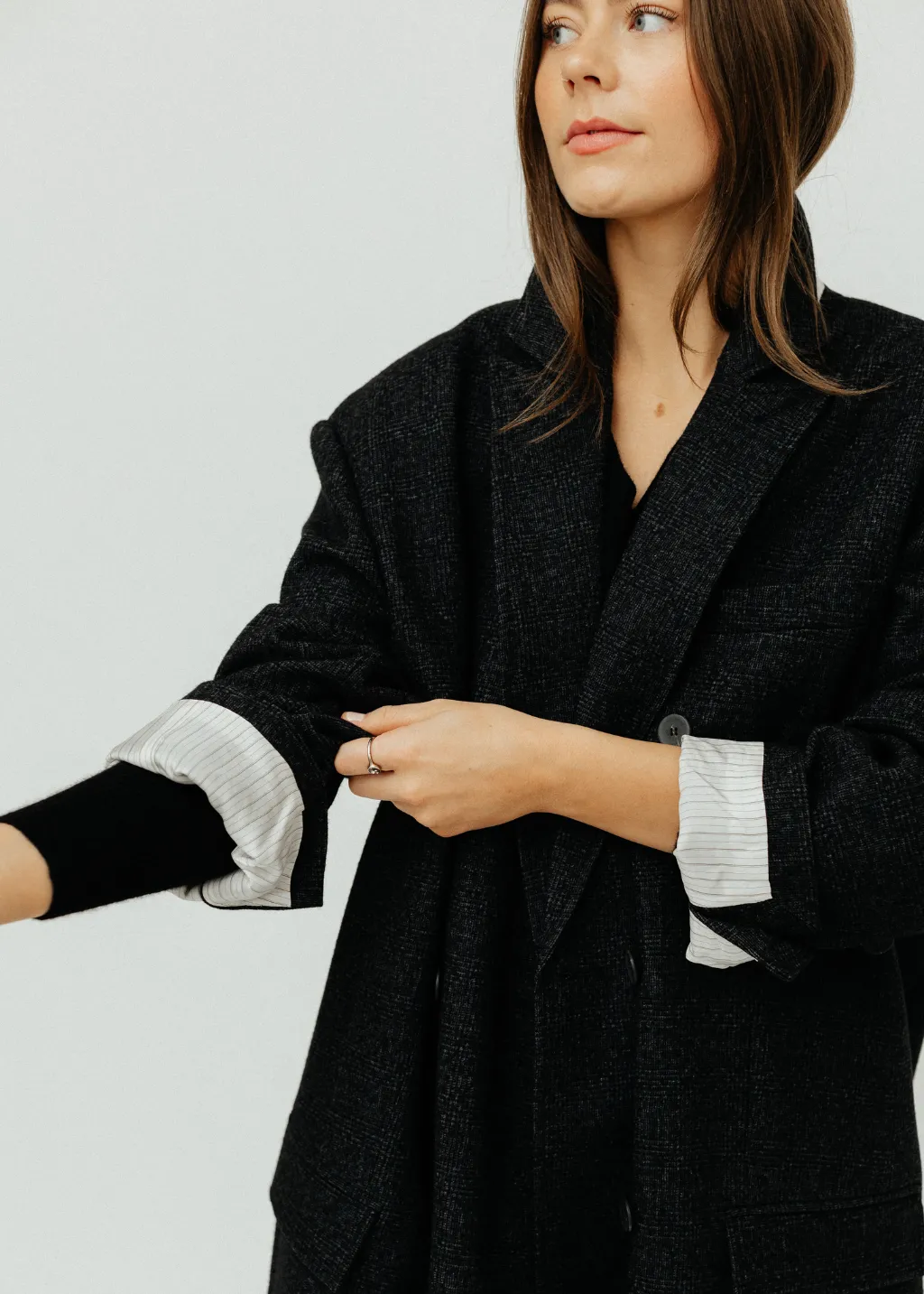 Tibi Kian Glenplaid Maxi Tux Coat