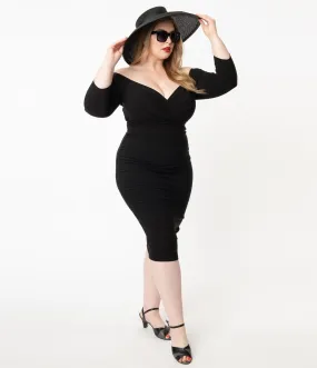 Unique Vintage Plus Size Black Shailene Pencil Dress