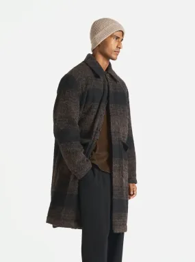 Universal Works Account Coat in Brown/Black Alpaca Recycled Mix