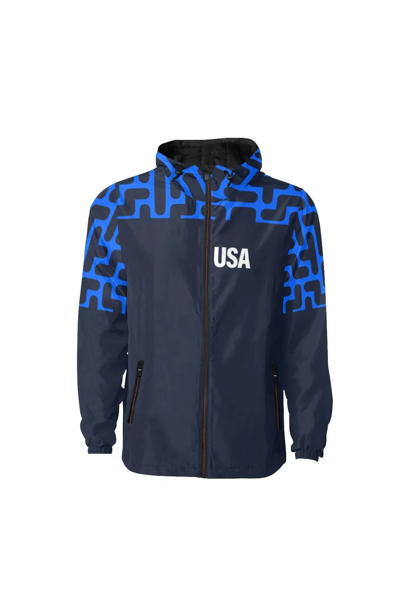 USA - HOOD MID TETRIS All Over Print Quilted Windbreaker for Men (Model H35)