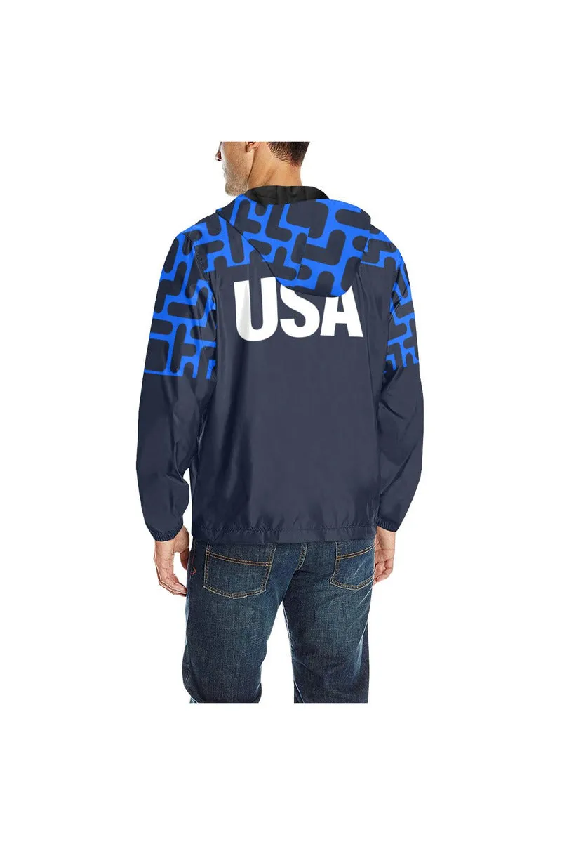 USA - HOOD MID TETRIS All Over Print Quilted Windbreaker for Men (Model H35)