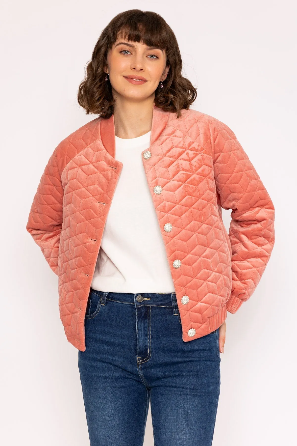 Velvet Bomber Jacket in Rose