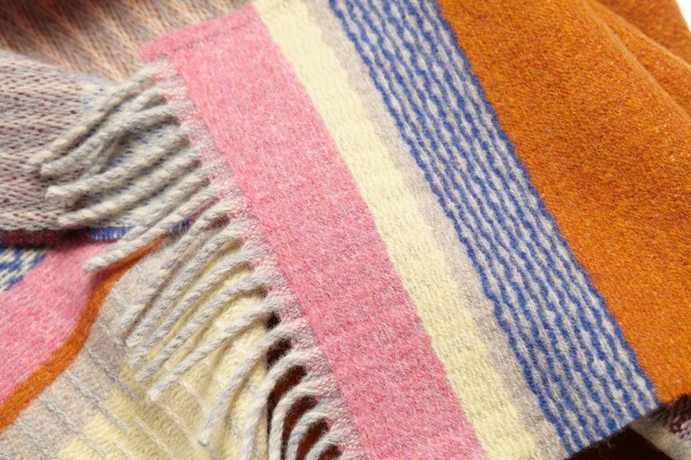 Wallace Sewell LAMBSWOOL STRIPE SCARVES  -Strathay - AMBER ORANGE