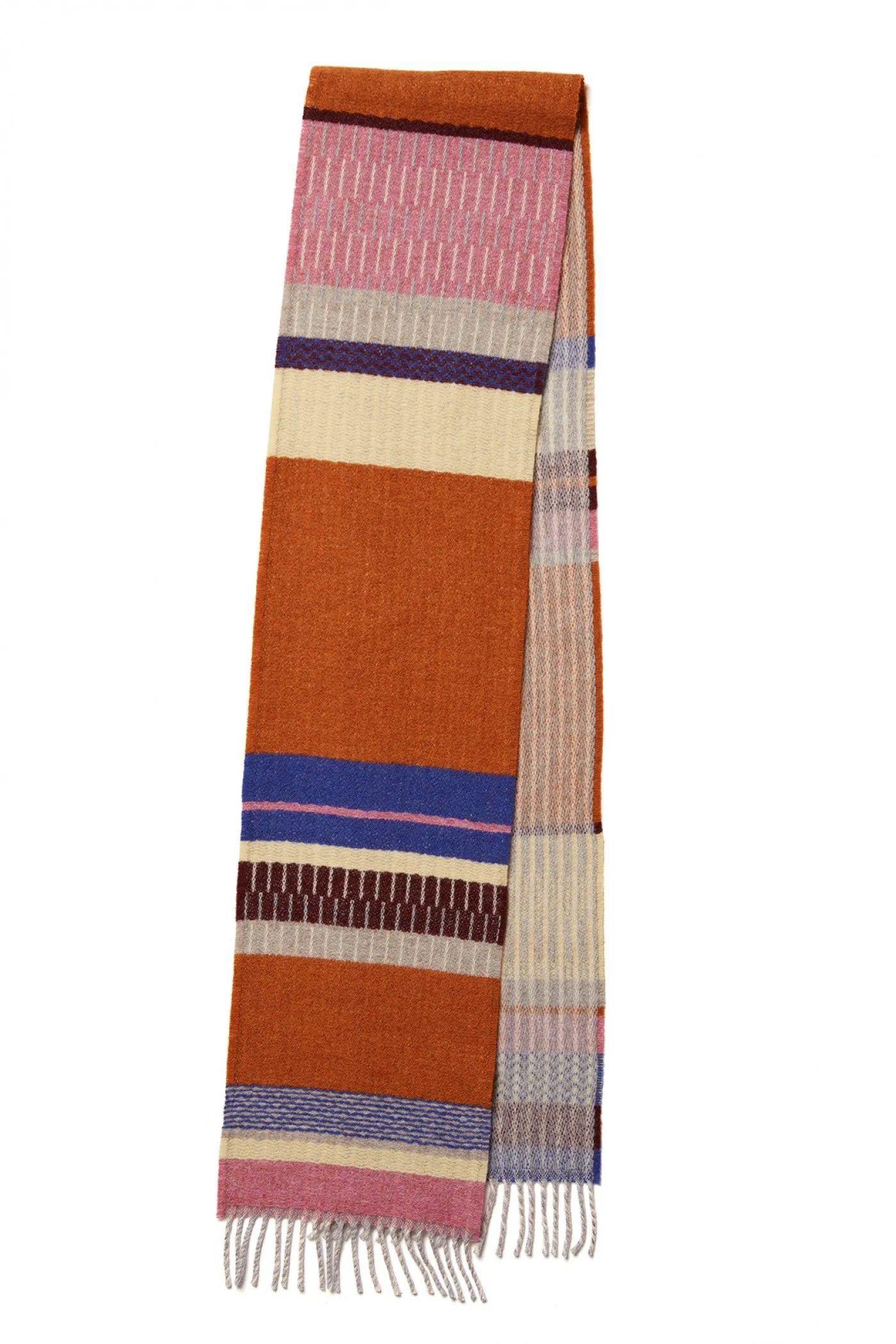 Wallace Sewell LAMBSWOOL STRIPE SCARVES  -Strathay - AMBER ORANGE