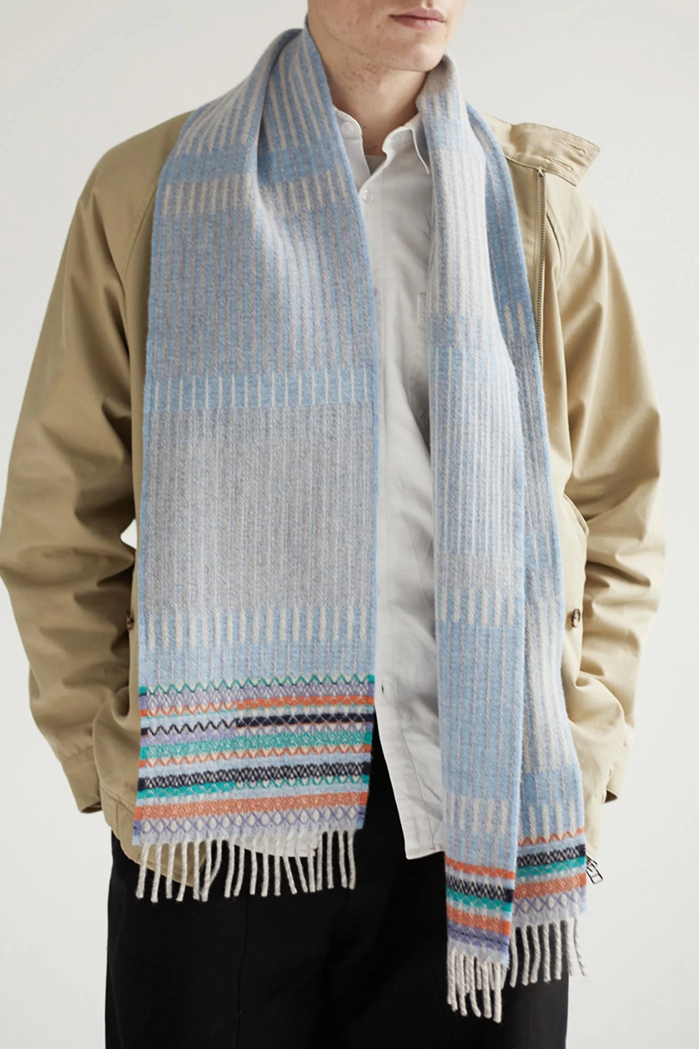 Wallace Sewell LAMBSWOOL TEXTURE SCARVES - Bothy -  PERIWINKLE SKY