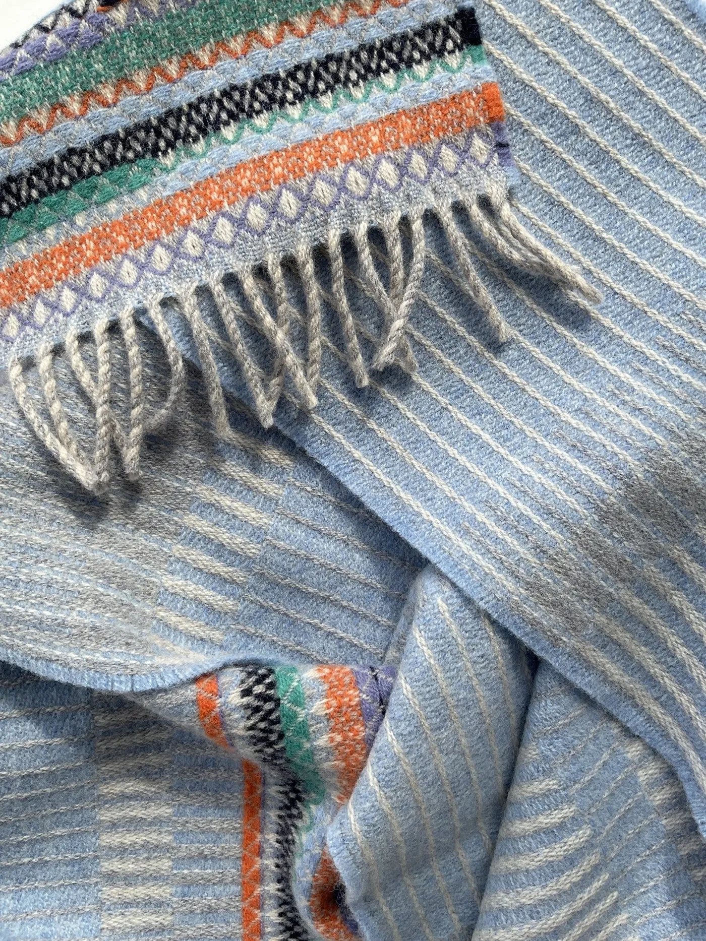 Wallace Sewell LAMBSWOOL TEXTURE SCARVES - Bothy -  PERIWINKLE SKY