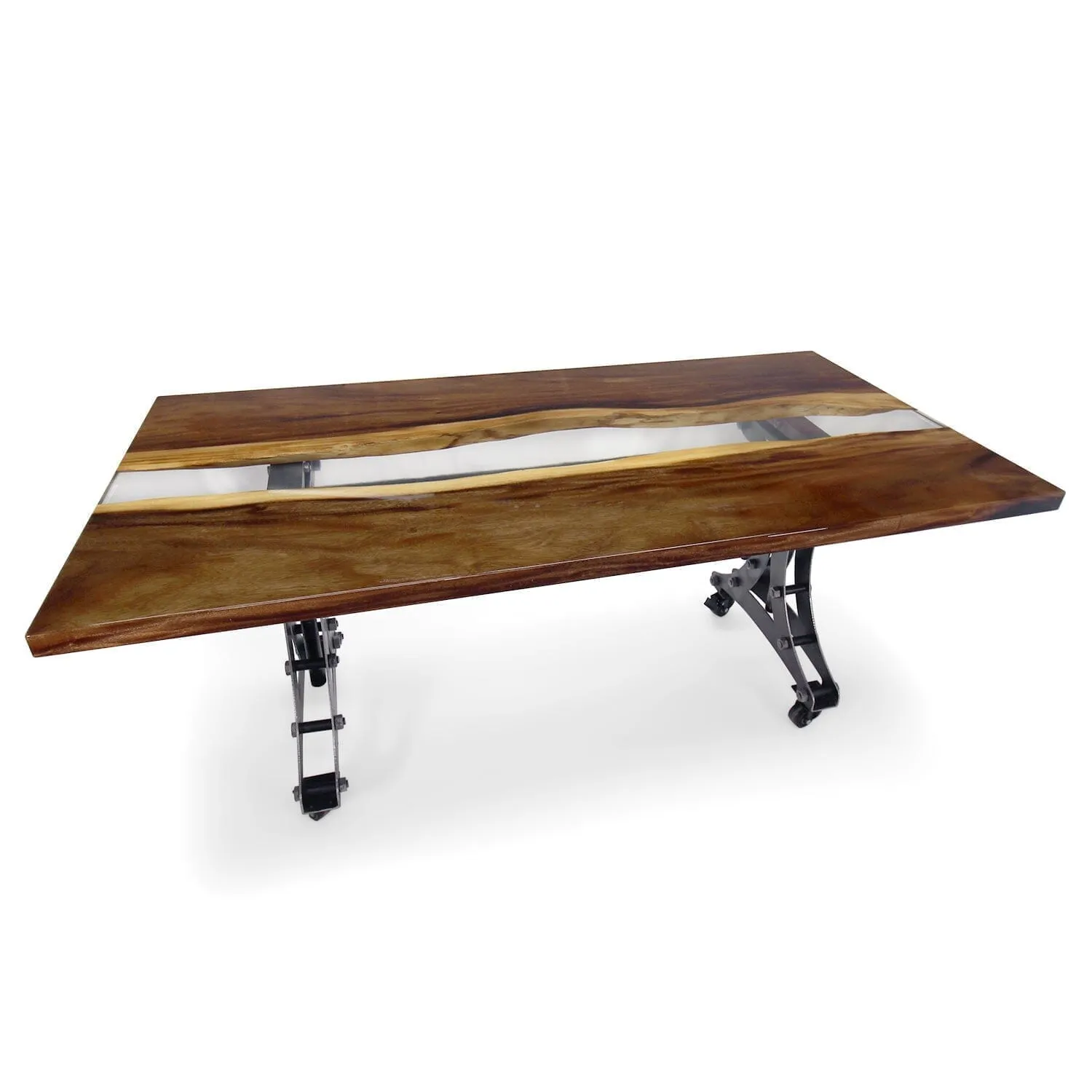 Walnut Live Edge Slab Dining Tabletop - Clear River Epoxy - 80 x 40 x 2"