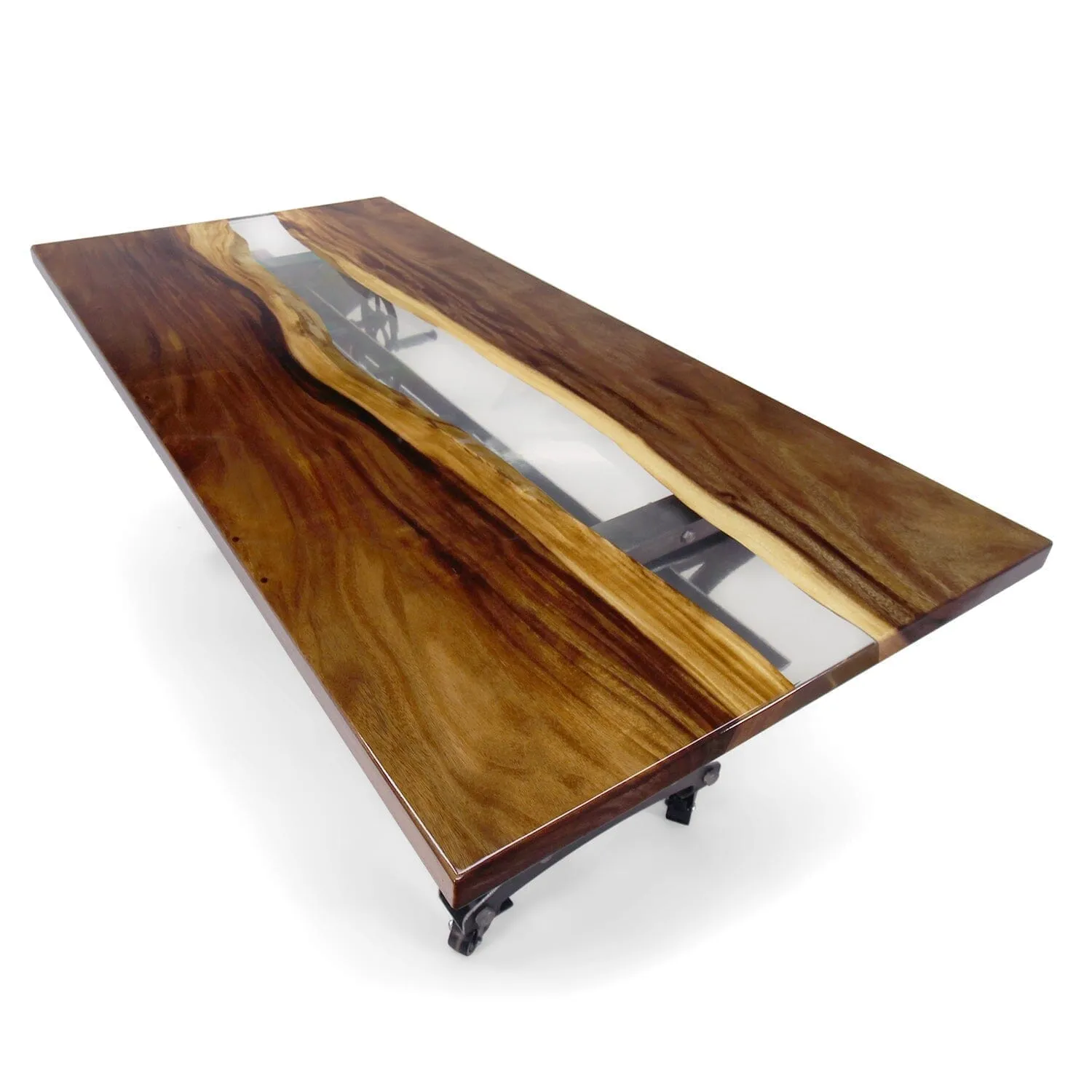 Walnut Live Edge Slab Dining Tabletop - Clear River Epoxy - 80 x 40 x 2"