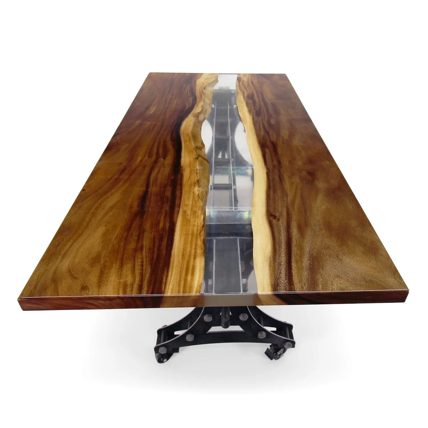 Walnut Live Edge Slab Dining Tabletop - Clear River Epoxy - 80 x 40 x 2"