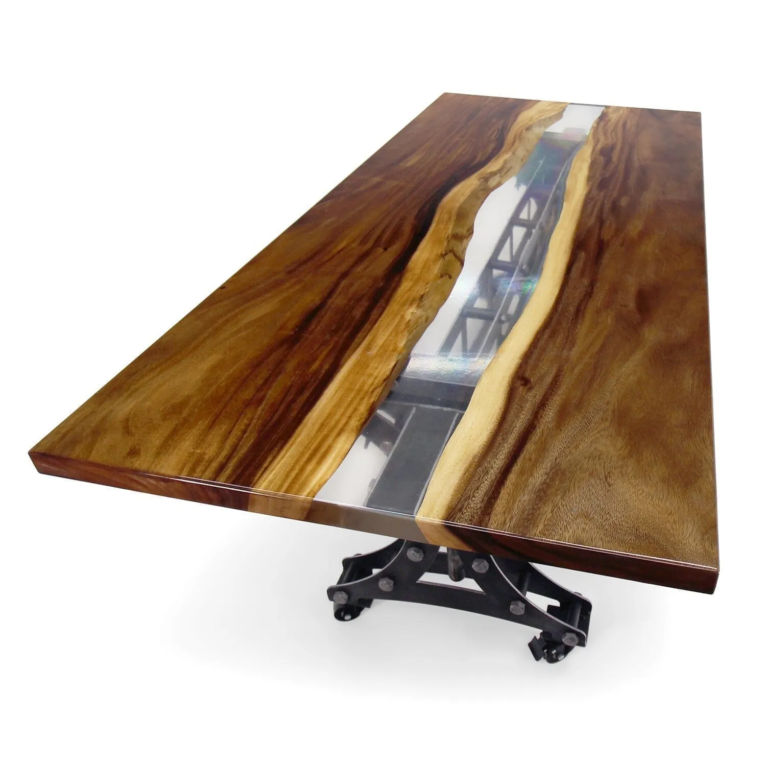 Walnut Live Edge Slab Dining Tabletop - Clear River Epoxy - 80 x 40 x 2"