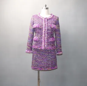 Women's Designer Inspired CUSTOM MADE Tassel Pearl Button Tweed Suit