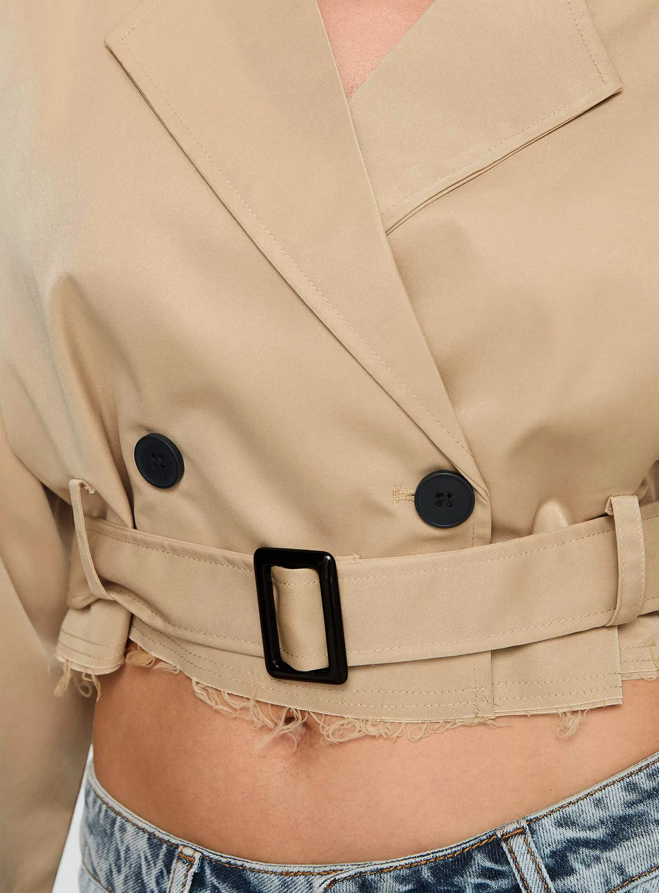 Woodson Cropped Trench Coat Beige