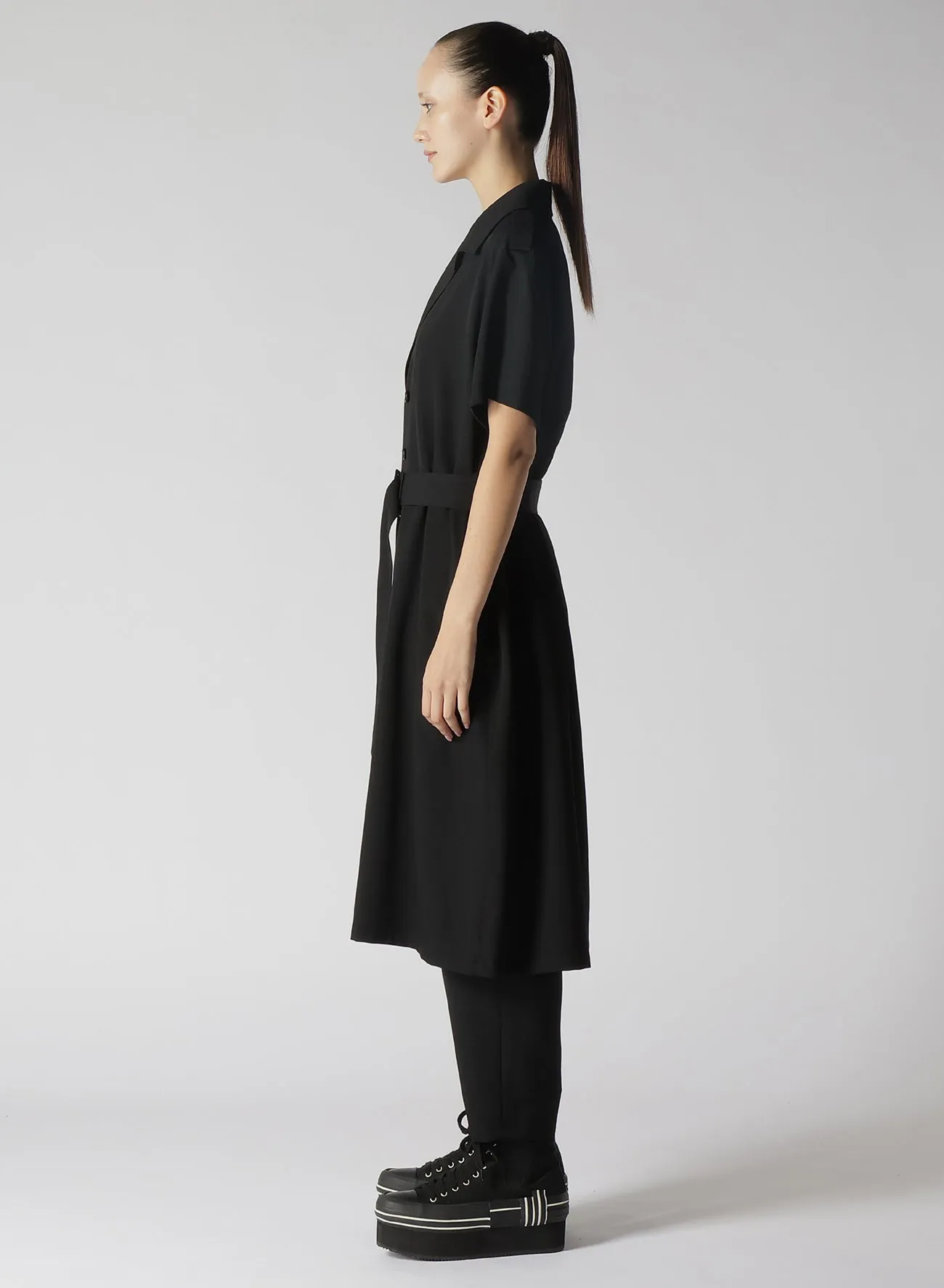 WOOL GABARDINE SHORT SLEEVE COAT