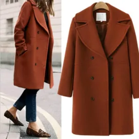 Woolen coat women's double-breasted mid-length trench coat woolen coat